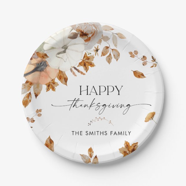 Assiettes En Carton Rustic Pumpkins Thanksgiving Dinner Paper Plate  (Devant)