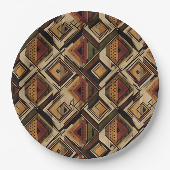 Assiettes En Carton Rustic Southwestern Stripe Pattern (1) (Devant)