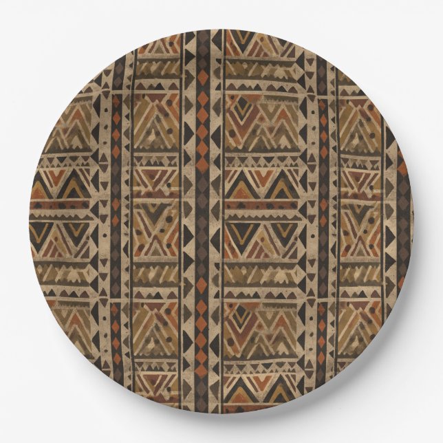 Assiettes En Carton Rustic Southwestern Stripe Pattern (2) (Devant)