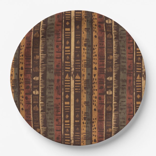 Assiettes En Carton Rustic Southwestern Stripe Pattern (5) (Devant)