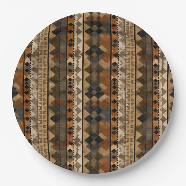 Assiettes En Carton Rustic Southwestern Stripe Pattern (6) (Devant)