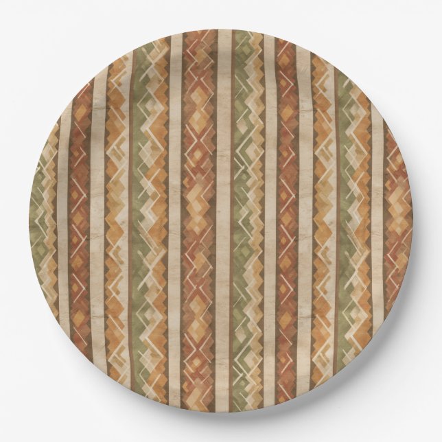 Assiettes En Carton Rustic Southwestern Stripe Pattern (7) (Devant)