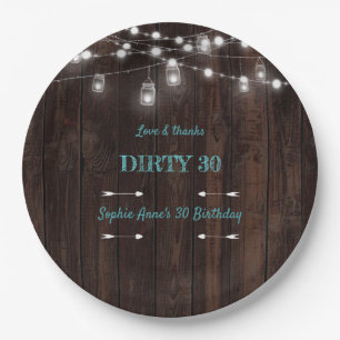 Assiettes En Carton Rustic String Lights Grange Dirty 30 Anniversaire