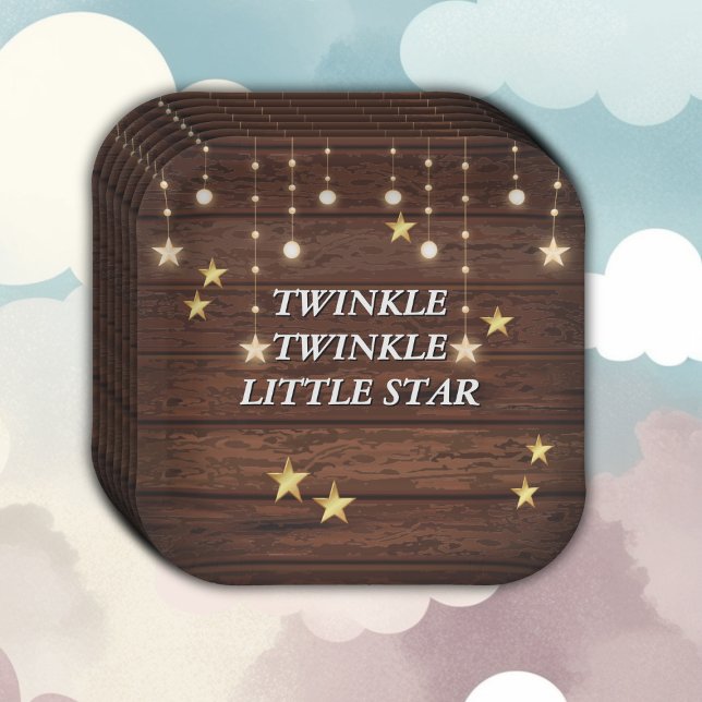 Assiettes En Carton Rustic Twinkle Twinkle Little Star Baby shower (Créateur téléchargé)