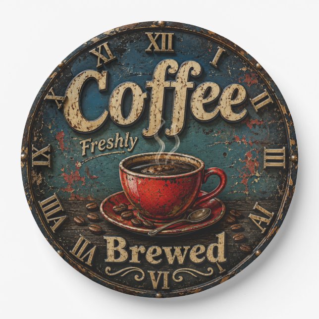 Assiettes En Carton Rustic Vintage Coffee  (Devant)