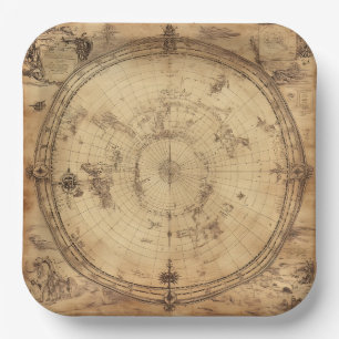 Assiettes En Carton Rustic Vintage World Map Globe (3)