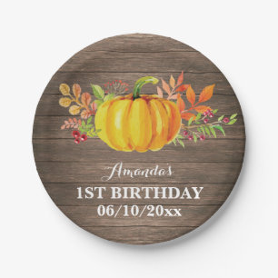 Assiettes En Carton Rustique Automne Citrouille Anniversaire de fête P