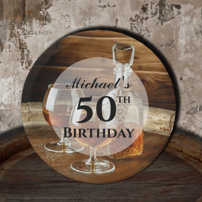 Assiettes En Carton Rustique Bourbon Whiskey fête d'anniversaire (Rustic bourbon whiskey masculine birthday party paper plates for ANY AGE)