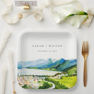 Assiettes En Carton Rustique Campagne Lake Village Mariage paysager