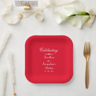 Assiettes En Carton Rustique Chic romantique gâteau Mariage rouge