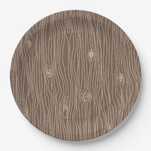 Assiettes En Carton Rustique Fantaisiste à Motif de Bois Forêt de la F