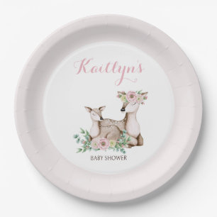 Assiettes En Carton Rustique Floral Mommy et Baby Deer Baby shower