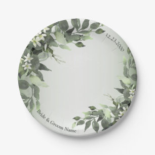 Assiettes En Carton Rustique Floral verdure Eucalyptus Feuilles
