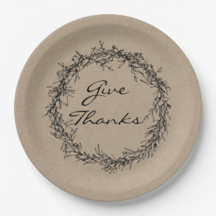 Assiettes En Carton Rustique Kraft Donnez Merci Thanksgiving Plaque en