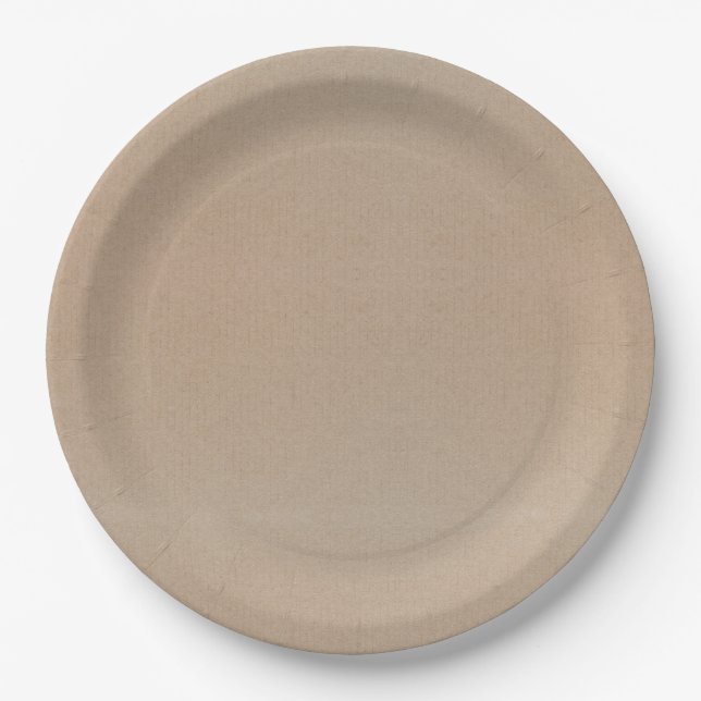 Assiettes En Carton Rustique Kraft papier blanc Modèle personnalisé (Devant)