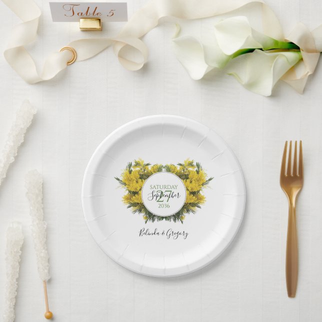 Assiettes En Carton Rustique Mariage Acacia Wattle (Mariage)