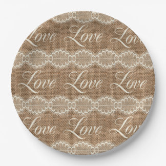 Assiettes En Carton Rustique Mariage Burlap Lace Love