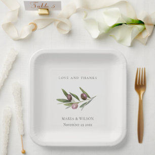 Assiettes En Carton Rustique minimaliste Mariage de feuillage de Branc