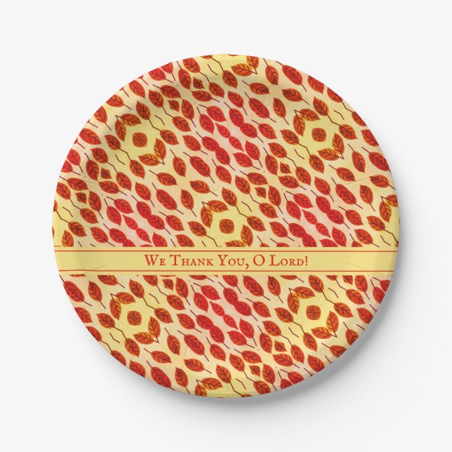 Assiettes En Carton Rustique Thanksgiving Automne Feuilles Plaque de p (Devant)