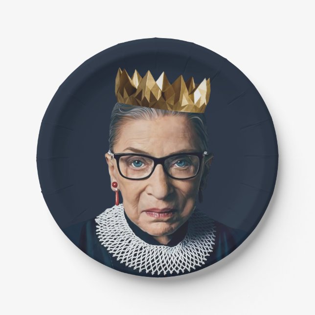 Assiettes En Carton Ruth Bader Ginsburg avec couronne d'or (Devant)
