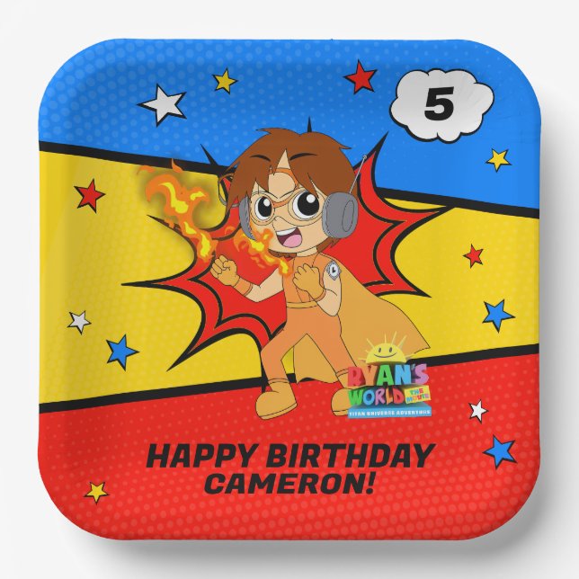 Assiettes En Carton Ryan's World Birthday (Recto)