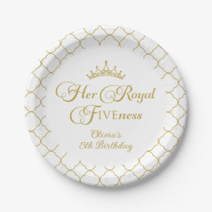 Assiettes En Carton Sa Royal Fiveness Gold Princess 5e anniversaire