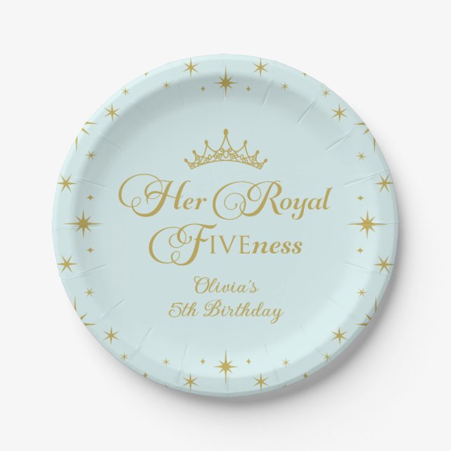 Assiettes En Carton Sa Royal Fiveness Gold Princess 5th Birthday Pape (Devant)