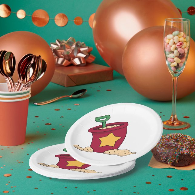 Assiettes En Carton Sable rouge avec étoile et lunette (Créateur téléchargé)