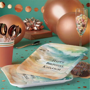 Assiettes En Carton Sable Tropical Mer Turquoise Anniversaire