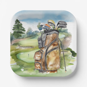 Assiettes En Carton Sac de golf sur terrain de golf