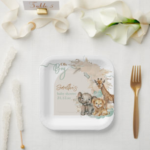 Assiettes En Carton Safari animal Boho Oh Boy Baby shower