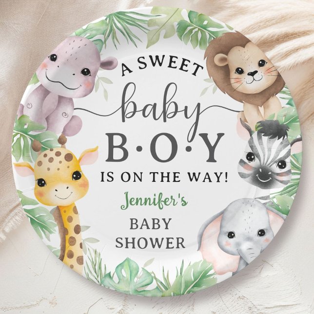 Assiettes En Carton Safari Animals Baby Shower Boy Cute Jungle  (Créateur téléchargé)