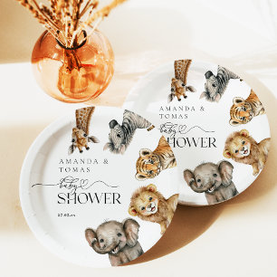 Assiettes En Carton Safari Animaux Baby shower moderne