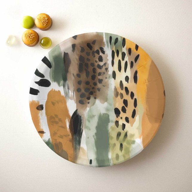 Assiettes En Carton Safari Animaux Fourrures imprimés Abstrait Moderne (Safari Textures and Patterns Wild Animal Fur Prints Cool Paper Plates )