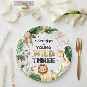Assiettes En Carton Safari Animaux Jeune Sauvage Et Trois 3e Anniversa