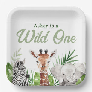 Assiettes En Carton Safari Animaux Plaques de papier d'anniversaire