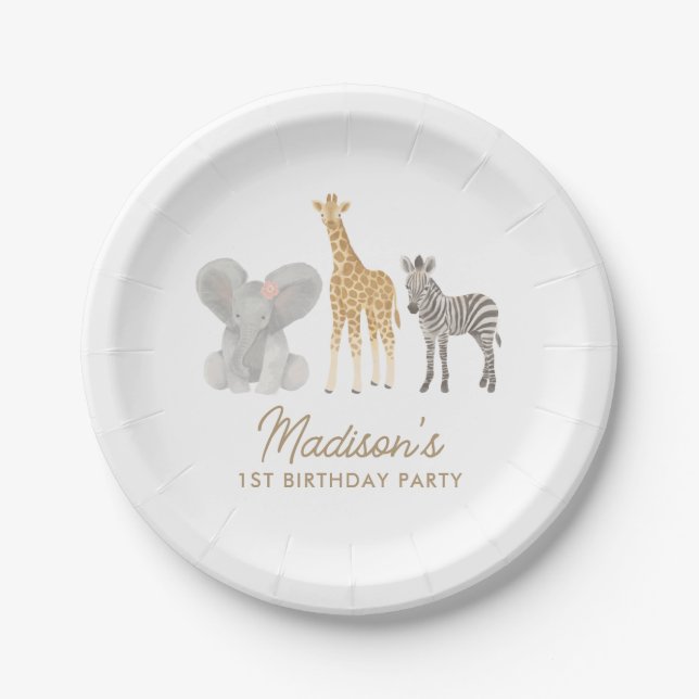 Assiettes En Carton Safari Anniversaire (Devant)