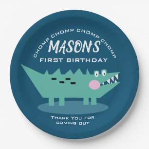 Assiettes En Carton Safari d'anniversaire d'alligator mignon moderne q
