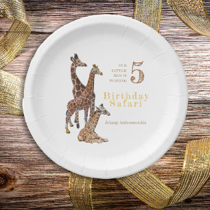 Assiettes En Carton Safari d'anniversaire de Giraffe