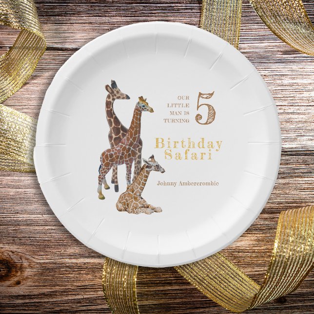 Assiettes En Carton Safari d'anniversaire de Giraffe (Giraffe birthday safari paper plates)