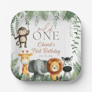 Assiettes En Carton Safari dans la Jungle pour le 1er Anniversaire