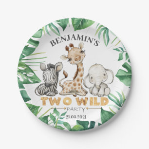 Assiettes En Carton Safari Deux plaques de papier d'anniversaire sauva
