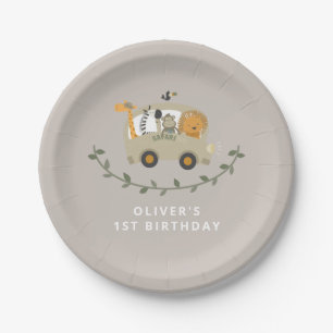 Assiettes En Carton Safari Jungle Animaux 1er Anniversaire Nom personn