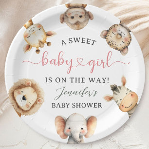 Assiettes En Carton Safari Jungle Animaux Fête de Naissance Fille