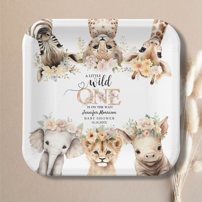 Assiettes En Carton Safari Jungle Animaux Fille Baby shower plaque de  (Créateur téléchargé)