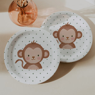 Assiettes En Carton Safari Singe Polka Dot Garçon Fou