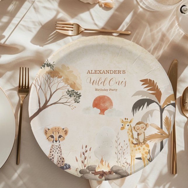 Assiettes En Carton Safari tropical sauvage Une jungle Animaux Anniver (Créateur téléchargé)
