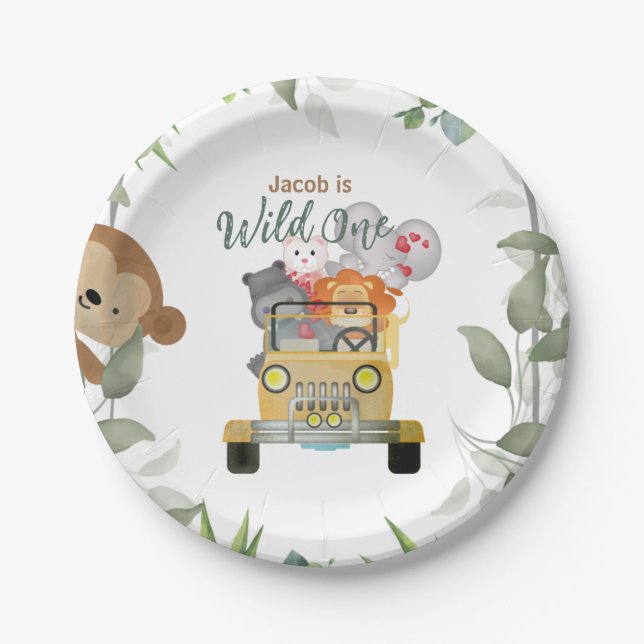 Assiettes En Carton Safari Wild One 1er Birthday Boy (Devant)