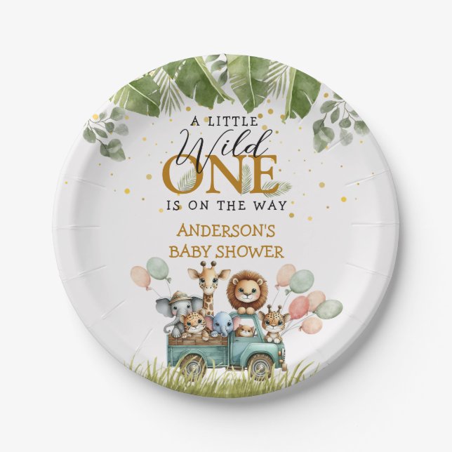 Assiettes En Carton Safari Wild One Baby shower (Devant)