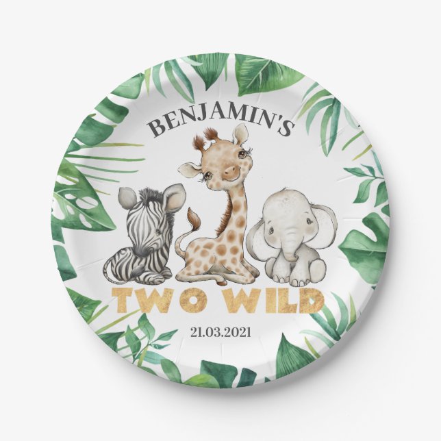 Assiettes En Carton Safari Wild Un Anniversaire Plaque papier (Devant)